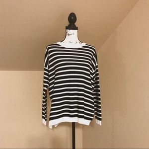 😍Stripe Sweater with Red Heart Elbow Patches